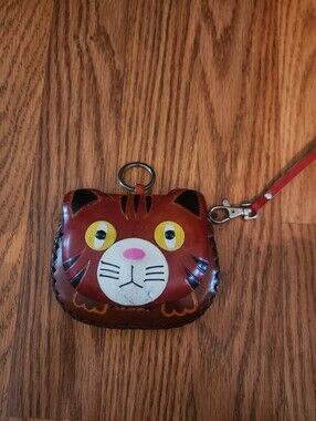 Handmade Leather Cat Coin Bag From Aruba